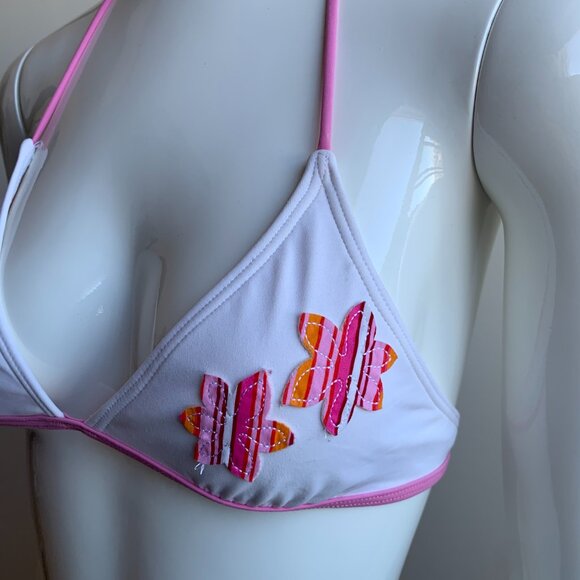 Billabong Girls swimwear pink & white floral patch and logo bikini set - Picture 2 of 6